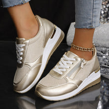 Load image into Gallery viewer, Metallic Lace-Up Side Zipper Thick-Sole Sneakers – 3 Colors EU 37–44

