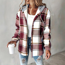 Load image into Gallery viewer, Women's Plaid Hoodie Long Sleeve Jacket With Pocket
