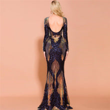 Load image into Gallery viewer, Long Sleeve Backless Sequin Dresses Female Maxi Multi Dress
