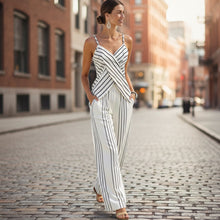Load image into Gallery viewer, Women's Striped V-Neck Sleeveless Two-Piece Set
