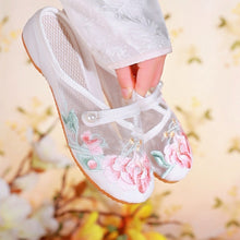 Load image into Gallery viewer, Women's Floral Embroidered Mesh Shoes – Breathable Hollow-Out Retro Flats
