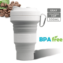 Load image into Gallery viewer, Camping Coffe Adjustable sizes Multi-colors New Collapsible Silicone Coffee Cup Mug Reusable High Temperature Water Cup Outdoor Travel 550ml
