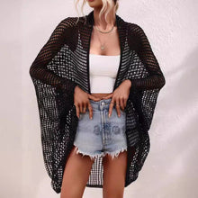 Load image into Gallery viewer, Women's Hollow-Out Shawl Cardigan – Batwing Sleeve Sun-Protective Cover-Up

