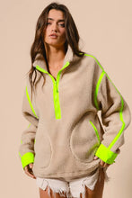 Load image into Gallery viewer, BiBi Contrast Edge Half Zip Up Sherpa Jacket
