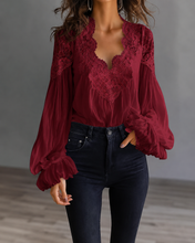 Load image into Gallery viewer, Lace-Panel Puff Sleeve Pleated Ruffle Shirt | Ballet Style
