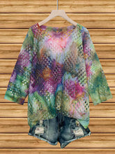 Load image into Gallery viewer, Women's Batwing-Sleeve Sweater – Hollowed-Out 3D Knitted Print Relaxed Fit
