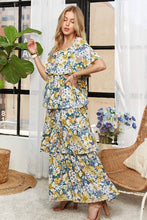 Load image into Gallery viewer, Layered Floral Off-Shoulder Short Sleeve Maxi Summer Dress For Women – Elegant and Feminine Floral Off-Shoulder Maxi Dress with Ruffled Layers for a Romantic Look
