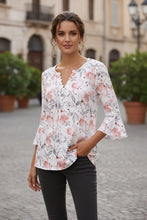 Load image into Gallery viewer, Women’s Printed Spike Button Three-Quarter Sleeve Casual Top
