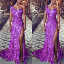 Load image into Gallery viewer, Women's Clothing One-shoulder Sleeveless Bronzing Split Dress
