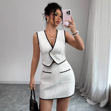 Load image into Gallery viewer, Sleeveless Irregular Top &amp; Color-Block Pocket A-Line Skirt Set

