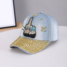 Load image into Gallery viewer, Metal Skull Diamond-Studded Flat Brim Snapback
