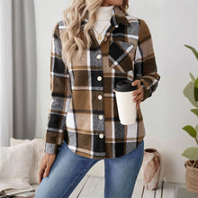 Load image into Gallery viewer, Checkered Fleece-Lined Shacket with Chest Pockets
