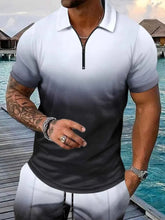 Load image into Gallery viewer, Men's Gradient Outfit + Pocketed Drawstring Shorts Set - Plus Size
