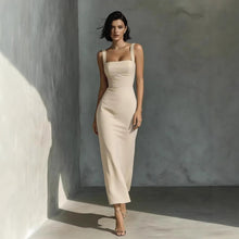 Load image into Gallery viewer, Square Neck Sling Dress – High Waist Midi Dress
