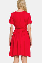Load image into Gallery viewer, Surplice Short Sleeve Brushed DTY Dress For Dress – Elegant, Flattering Surplice Neckline, Soft Brushed Fabric, Comfortable and Versatile Dress for All-Day Wear
