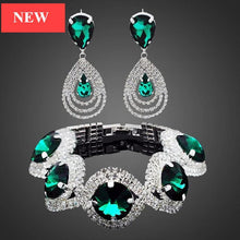 Load image into Gallery viewer, Modern NEW Trend Luxury  Woman Elegant Wedding Bridal Jewelry Sets For Women Rhinestone Austrian Crystal Jewelry Set Bracelet Earrings Set
