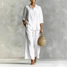 Load image into Gallery viewer, Cotton-Linen Shirt &amp; Wide-Leg Pants Suit – 6 Colors, S–5XL
