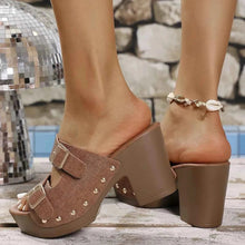 Load image into Gallery viewer, Block Heel Buckle Sandals: Stylish and Comfortable
