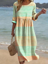 Load image into Gallery viewer, Women's Plus-Size Patchwork Maxi Dress – Relaxed Fit Casual Skirt
