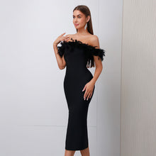 Load image into Gallery viewer, Off-neck Feather Women's Dress
