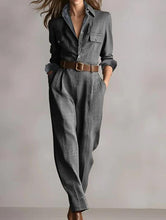 Load image into Gallery viewer, Notched Lapel Wide-leg Jumpsuit
