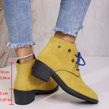 Load image into Gallery viewer, Women's Chunky Heel Pointed-Toe Lace-Up Ankle Boots
