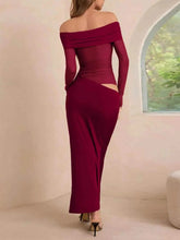 Load image into Gallery viewer, Off-Shoulder Long Sleeve Ruched : Bodycon Maxi Dress
