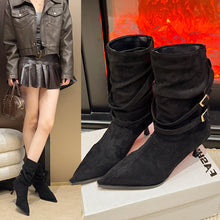 Load image into Gallery viewer, Pointed Toe Suede Stiletto Heel Ankle Boots Women
