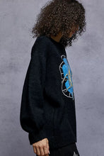 Load image into Gallery viewer, POL Floral Pattern Round Neck Sweater with Exposed Stitching
