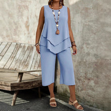 Load image into Gallery viewer, Casual Solid-Colored Sleeveless Top And Cropped Pants Two-Piece Set
