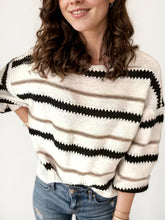 Load image into Gallery viewer, Women’s striped knitted pullover sweater
