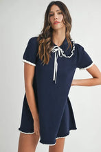 Load image into Gallery viewer, Ruffle Trimmed Collar Fine Knit Mini Dress For Women – Ruffle Mini Dress, Fine Knit Dress, Collar Dress, Feminine Mini Dress, Chic Knit Dress
