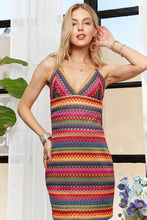Load image into Gallery viewer, Contrast Striped V-Neck Mini Dress – Bold &amp; Trendy Striped Dress with Flattering V-Neckline and Playful Mini Length for Casual Summer Style
