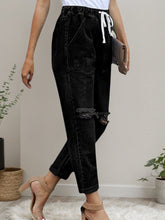Load image into Gallery viewer, Women’s Distressed Stretch Jeans – Casual Elastic Waist Denim Joggers
