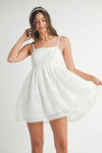 Load image into Gallery viewer, Eyelet Lace Babydoll Mini Cami Dress – Feminine Eyelet Lace Dress, Fluttering, Bohemian Babydoll Silhouette, Breezy Summer Dress, Casual Day Out Dress
