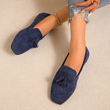 Load image into Gallery viewer, Women's Square Toe Tassel Slip-On Loafers | Suede Flat Casual Shoes
