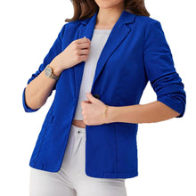 Load image into Gallery viewer, Women’s Three-Quarter Sleeve Pleated Office Blazer
