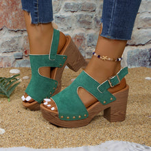 Load image into Gallery viewer, Women's Peep-Toe Chunky Heel Buckle Sandals
