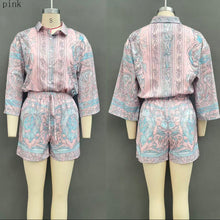 Load image into Gallery viewer, Women's Baroque Medallion Print Batwing Shirt &amp; Shorts Set
