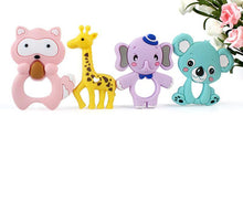 Load image into Gallery viewer, 2pcs Cartoon Baby Teether Animal Silicone Teether Raccoon Elephant Koala Giraffe  Baby Teething Toys Accessories Perfect Toy For Kids
