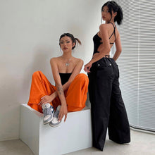 Load image into Gallery viewer, Women's High-Waist Lace-Up Straight-Leg Cargo Pants – Loose Fit
