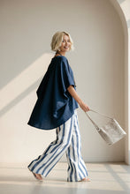 Load image into Gallery viewer, Women's Striped Batwing-Sleeve Loose Linen Two-Piece Set
