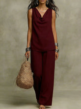 Load image into Gallery viewer, Women's Slash-Neck Sleeveless Tank Top &amp; Casual Pants Set
