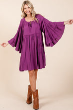 Load image into Gallery viewer, Frill Tie Neck Bell Sleeve Dress For Women – Elegant, Chic and Feminine Dress with Playful Frills and Bell Sleeves
