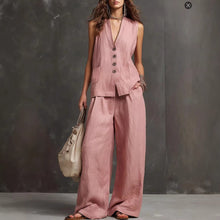 Load image into Gallery viewer, Women's Sleeveless Vest &amp; Wide-Leg Pants Two-Piece Set – 10 Colors XS–3XL

