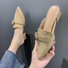Load image into Gallery viewer, Women's Retro Pointed Toe Mid-Heel Closed-Toe Mules
