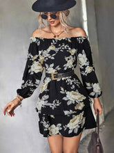 Load image into Gallery viewer, Off-Shoulder Floral Print : Long Sleeve Mini Dress
