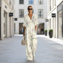 Load image into Gallery viewer, Women's Waist-Cinched V-Neck Printed Wide-Leg Jumpsuit
