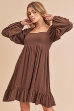 Load image into Gallery viewer, New Ruffled Hem Square Neck Balloon Sleeve Mini Dress For Women – Trendy, Elegant, Feminine &amp; Fashion-Forward
