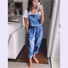 Load image into Gallery viewer, Women's Cotton Sleeveless Wide-Leg Overall Jumpsuit Pants
